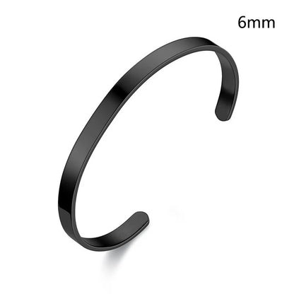 Hot sell 6/8mm Glossy Stainless Steel Personalized Bracelets for Women Lover Double Side Engraved Custom Family Name Cuff Gifts