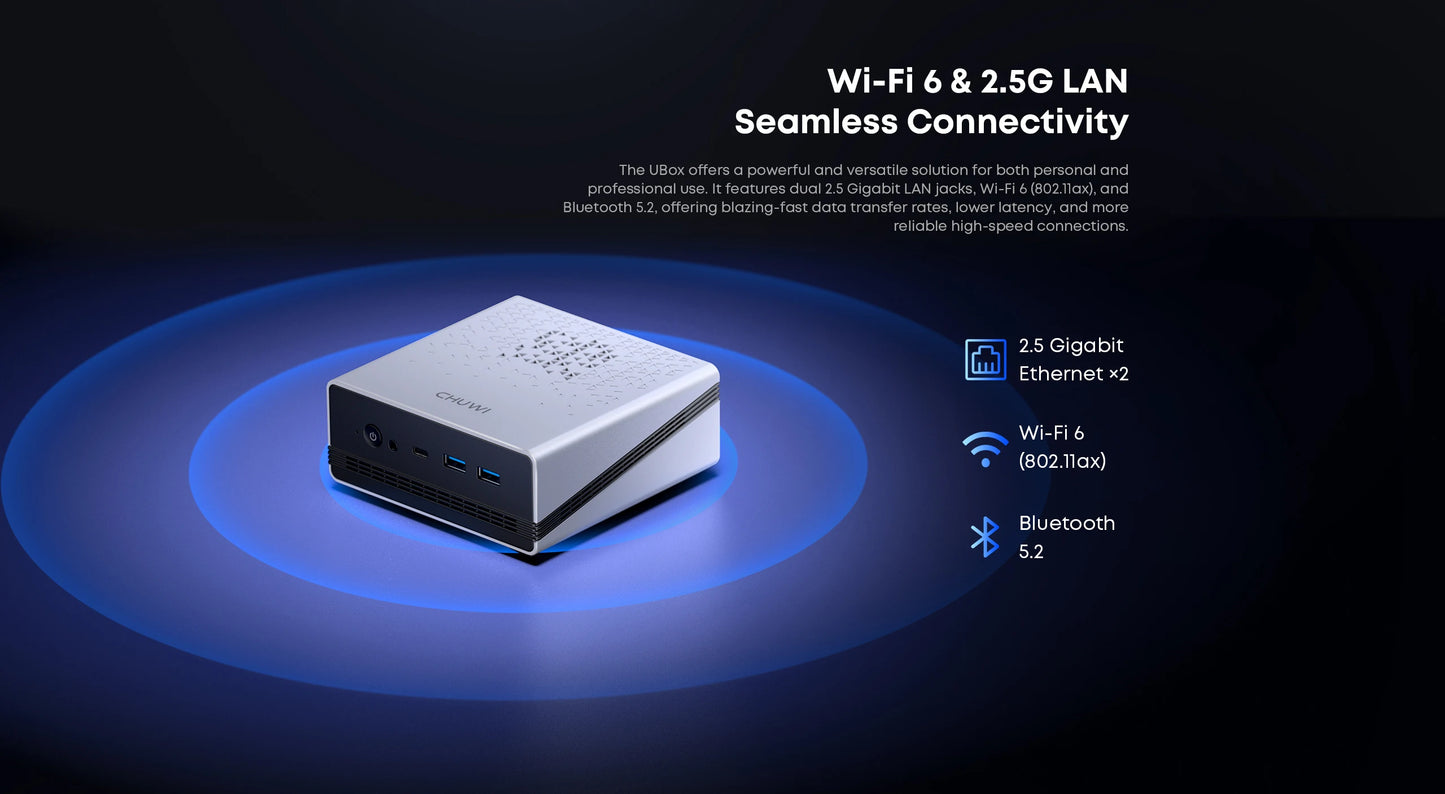 CHUWI UBox Mini PC Ryzen 6600H 6Cores AMD CPU 16GB RAM 512GB SSD Windows 11 Desktop Computer PC 4K Decording WIFI 6 PC