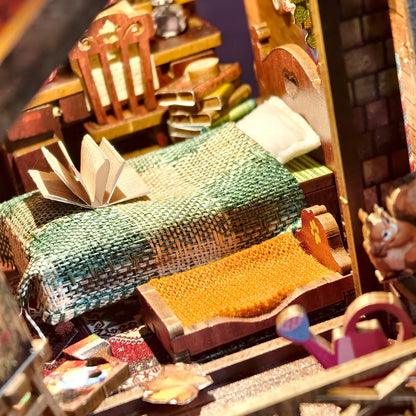 DIY Book Nook Kit Thanksgiving 3D Wooden Puzzle Home Decoration For Bookshelf Miniature Insert Magic Book House Stand Bookshelf