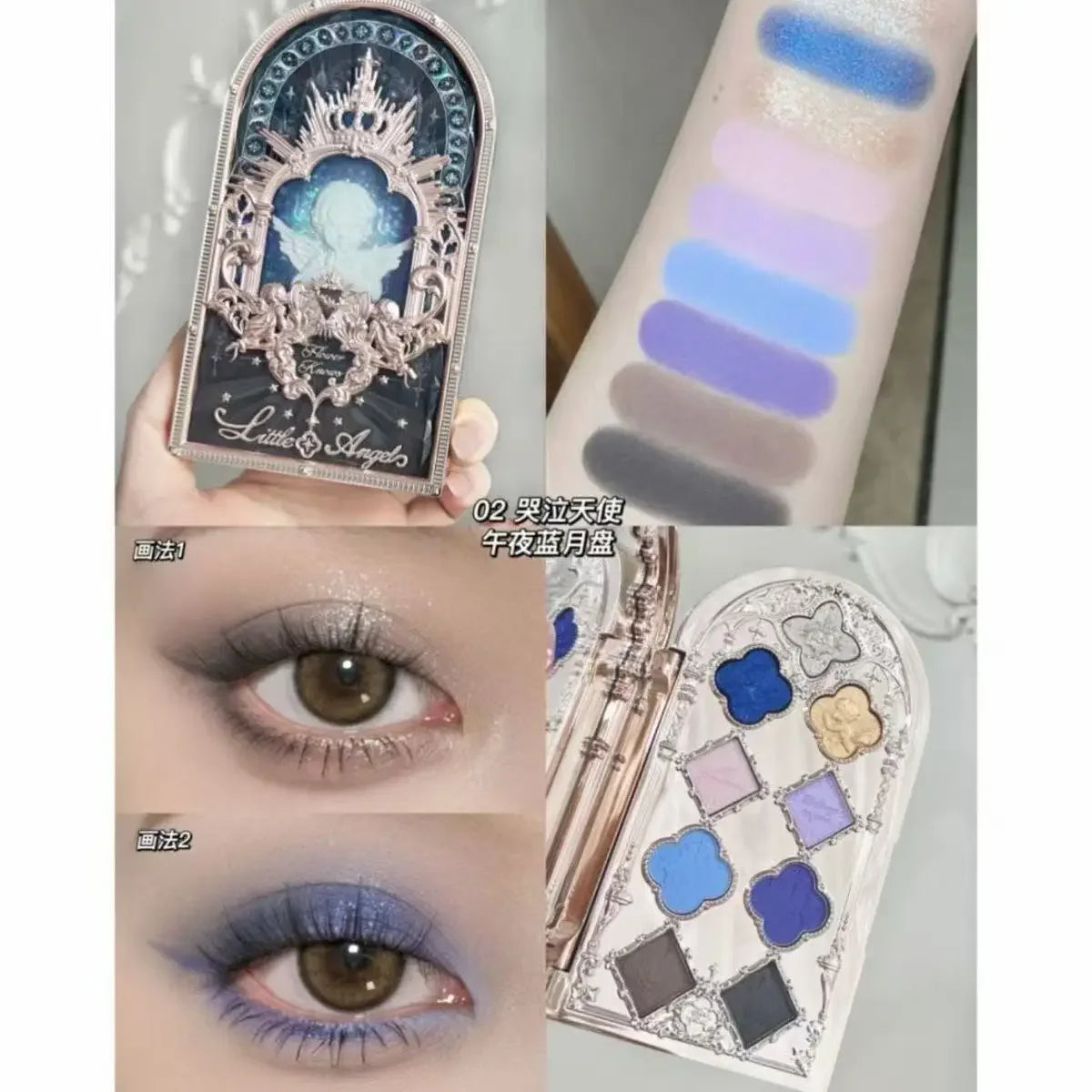 Flower Knows Swan Ballet Eyeshadow 6 Color Palette Matte Shimmer Glitter Mixed Long Lasting Eye Shadow Makeup Flowers Know