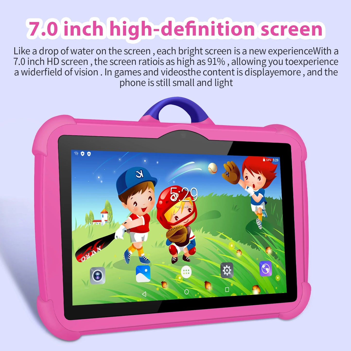 Kids Tablet 7 Inch Cartoon Pattern - Quad Core 4GB RAM 64GB ROM Android Learning Education Games Gift
