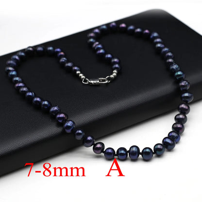 Natural Freshwater Pearl Necklace 7-8mm Irregular Round Pearls Necklaces for Women Lady Love Wedding Choker Jewelry Accessories