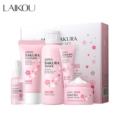 LAIKOU Sakura 5-Piece Skincare Gift Set – Moisturising Korean Valentine's Day Kit