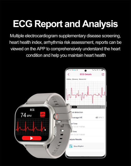 2025 Medical Grade ECG+PPG Smart Watch – Blood Sugar & Health Monitor
