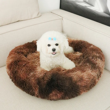 Plush Warm Round Large Dog Bed Winter Soft Puppy House Medium Cat Sofa Sleeping Bed Elastic Small Dog Kennel Nest Accessories