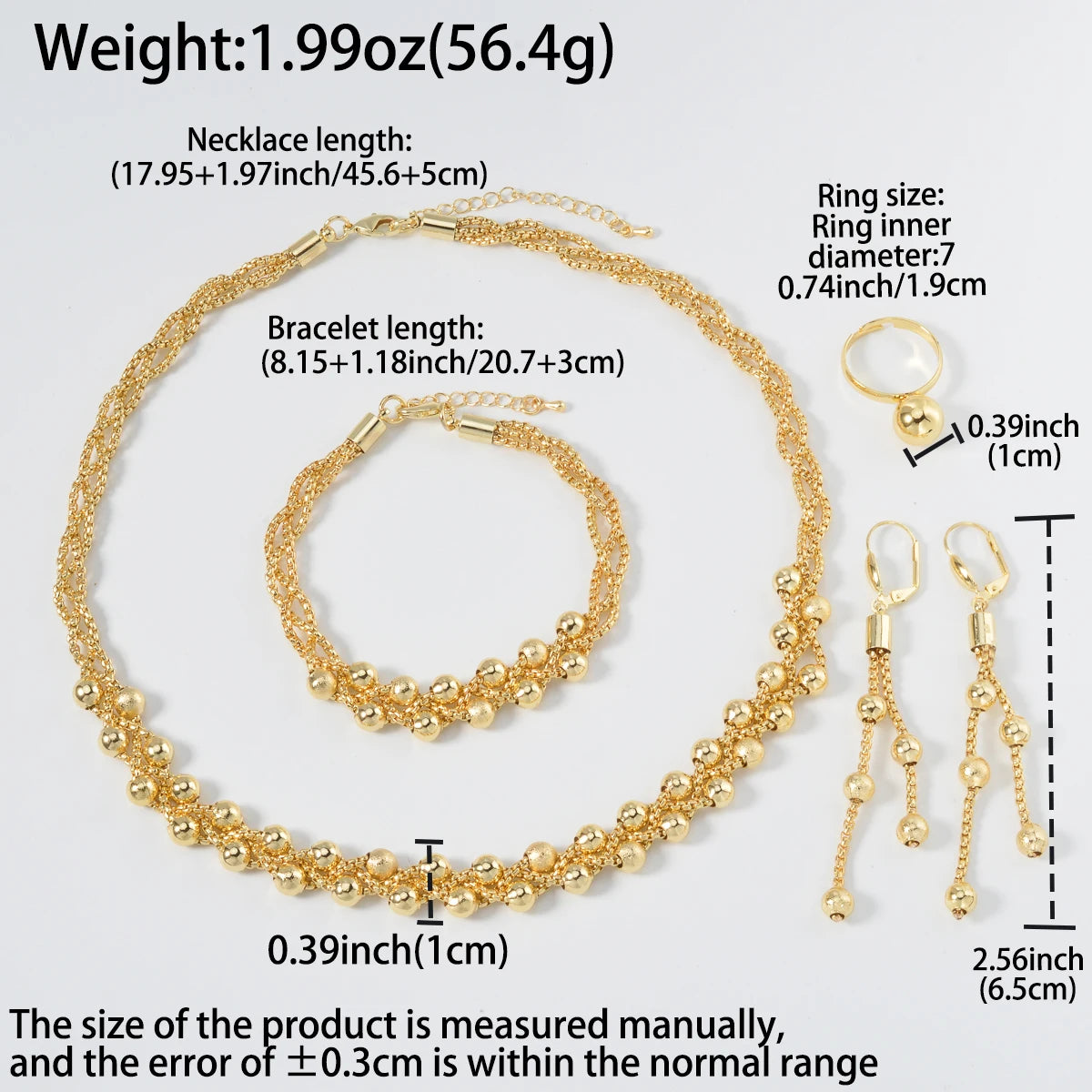 Pearl Pendant 4pcs Jewelry Set – Necklace, Bracelet, Earrings & Ring