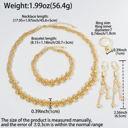 Pearl Pendant 4pcs Jewelry Set – Necklace, Bracelet, Earrings & Ring