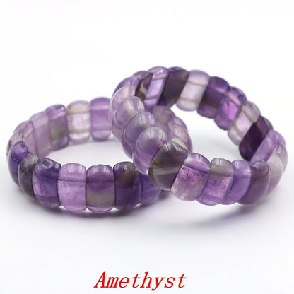 Natural Amethyst Gemstone Beads Bracelet Energy Stone Chakras Elastic Rope Healing Crystal Bangle Jewelry Woman Birthstone Gifts