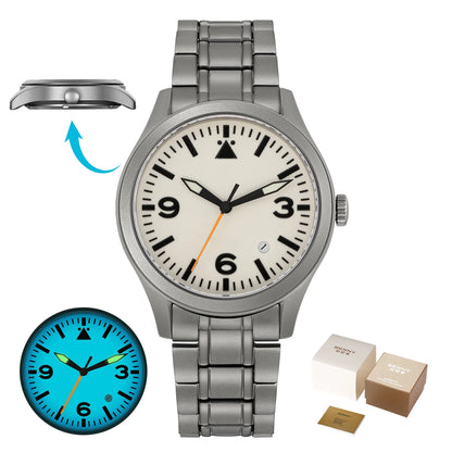 BERNY Pilot Titanium Automatic Watch for Men Sapphire AR Coated 10Bar Supper Luminous Men Wristwatch Sports Aviation Men Watches