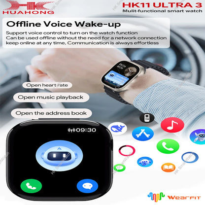 New HK11 ULTRA 3 MAX Smartwatch 2025 49mm HD AMOLED 4G ROM Bluetooth Network Call Robot Clock NFC Compass Smart Watch Men Women