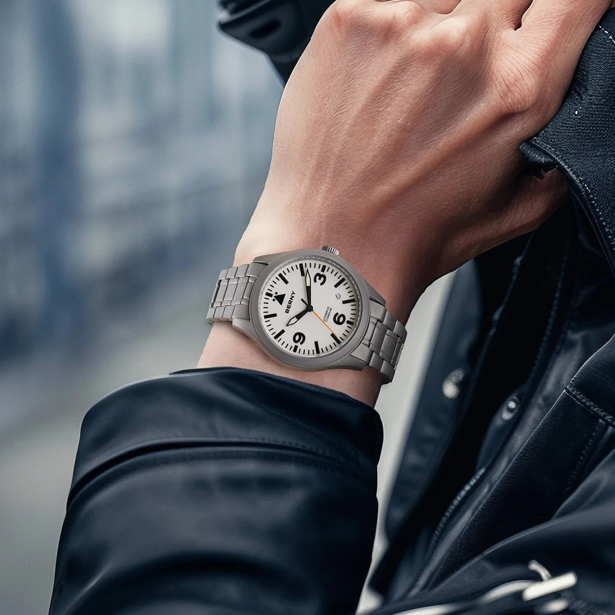 BERNY Pilot Titanium Automatic Watch for Men Sapphire AR Coated 10Bar Supper Luminous Men Wristwatch Sports Aviation Men Watches