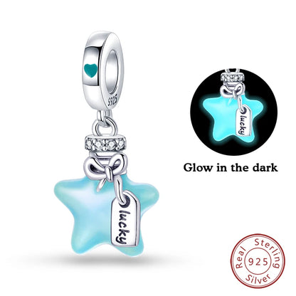 Charms Luminous Firefly Stars Cherry S925 Silver Pendants Beads 3mm DIY Party Christmas Fine Jewelry Making Gifts