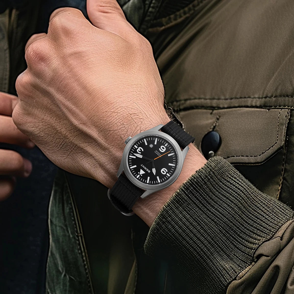 BERNY Pilot Titanium Automatic Watch for Men Sapphire AR Coated 10Bar Supper Luminous Men Wristwatch Sports Aviation Men Watches