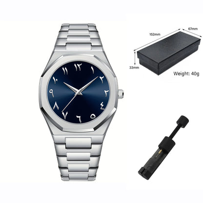 Modern minimalist personality creative all-black men's watch Arabic digital sports leisure alloy men's watch unique design watch