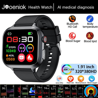 2025 Medical Grade ECG+PPG Smart Watch – Blood Sugar & Health Monitor