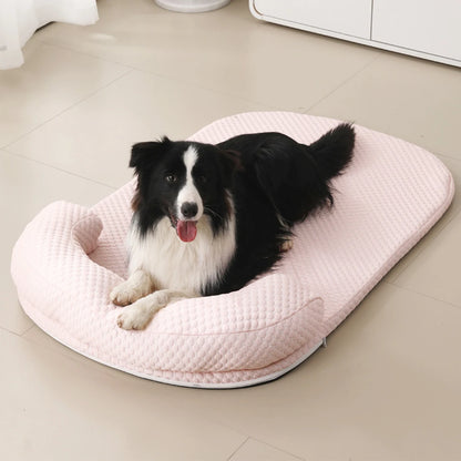 Breathable Spring Summer Cooling Large Dog Bed Ati-slip Cat Bed with Pillow Ice Silk Fabric Dog Bed for Small Dog Cushion Pet