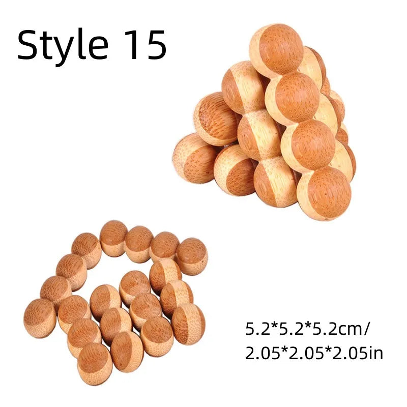 Wooden Kong Ming Lu Ban Lock – 3D IQ Brain Teaser Montessori Puzzle Toy for Kids & Adults