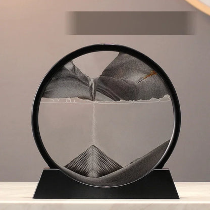 Sandscape Moving Sand Art Picture Round Glass Deep Sea Quicksand Craft Home Decor Gift 3D Liquid Hourglass Flowing Sand Painting