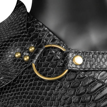 New European Medieval Steampunk Women's Armor Vest PU Leather Punk Shawl Halloween Cloak Female Makeup Dress Party Cosplay Props