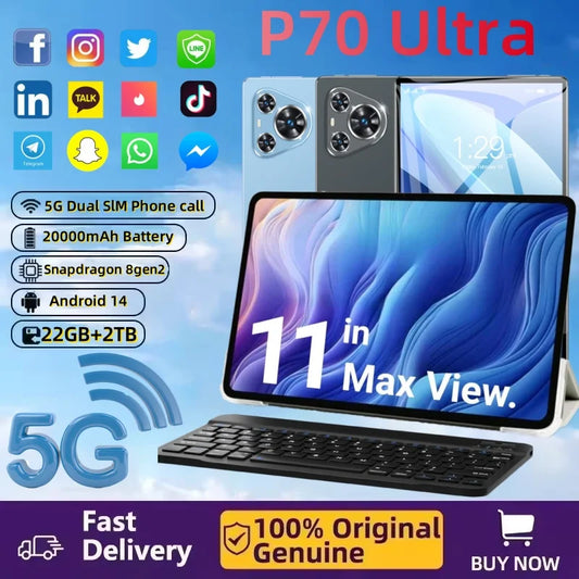 2025 New Original Hauwei P70 UltraTablet 11inch Snapdrago 8gen2 HD 4K Android 14 22GB+2T 20000mAh 5G Dual SIM WiFi GPS Tablet PC