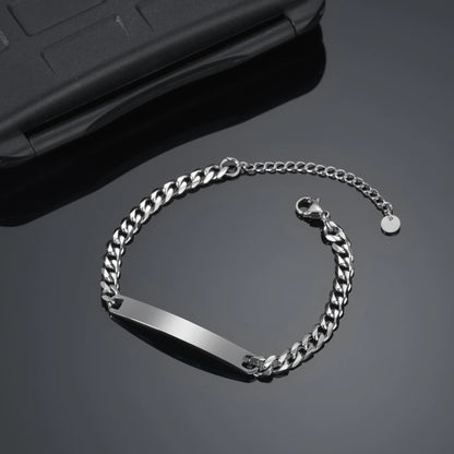 Stainless Steel Engrave Name Bracelet For Men Personalized  Nameplate Date DIY Bracelets For Male Boy Jewelry Birthday Gift