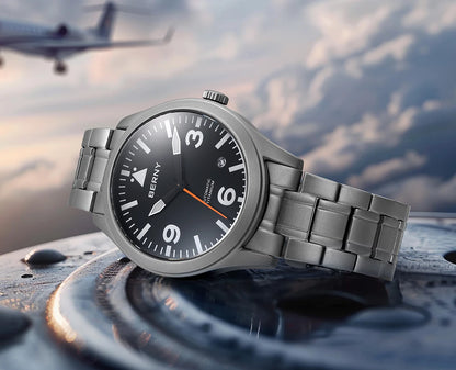 BERNY Pilot Titanium Automatic Watch for Men Sapphire AR Coated 10Bar Supper Luminous Men Wristwatch Sports Aviation Men Watches