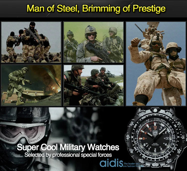 Addies Military Watch Special Forces Outdoor Sports Luminous Classic SEAL Army Wristwatch Man Quartz Watches For Men Waterproof
