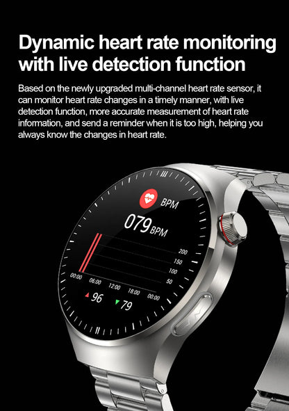 2025 New Men Health Expert Smart Watch Blood Pressure Blood Lipid Uric Acid ECG+PPG Body Temperature NFC HD Bluetooth Call Watch