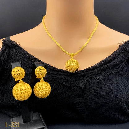 Dubai Ball 24K Gold Plated Jewelry Set – Necklace & Earrings for Women