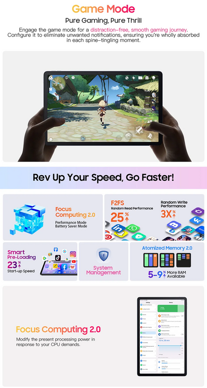 Blackview MEGA 1 Tablet - 11.5" 2.4K 120Hz Display 8GB 256GB 50MP+13MP Camera 8800mAh 33W Fast Charging