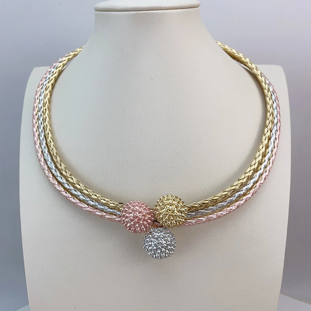 Brazilian Bold Necklace Luxury African Bridal Jewelry Set for Women