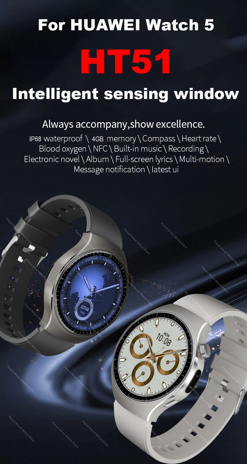 Original For Huawei Watch 5 Smartwatch 2025 Sensor Window AMOLED 4G ROM NFC Compass Clock Bluetooth Call Smart Watch Men Women