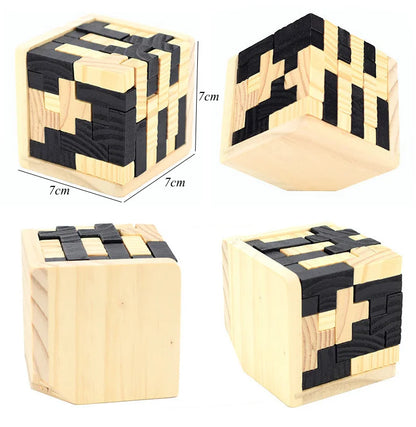 3D Cube Puzzle Luban Interlocking Creative Educational Wooden Toy Brain IQ Mind Early Learning Game Gift For Children Letter 54T