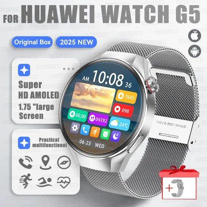 2025 New For HUAWEI Watch G5 PlUS Smart Watch Men 1.75" HD AMOLED Screen GPS track Heart Rate Bluetooth Call Compass SmartWatch