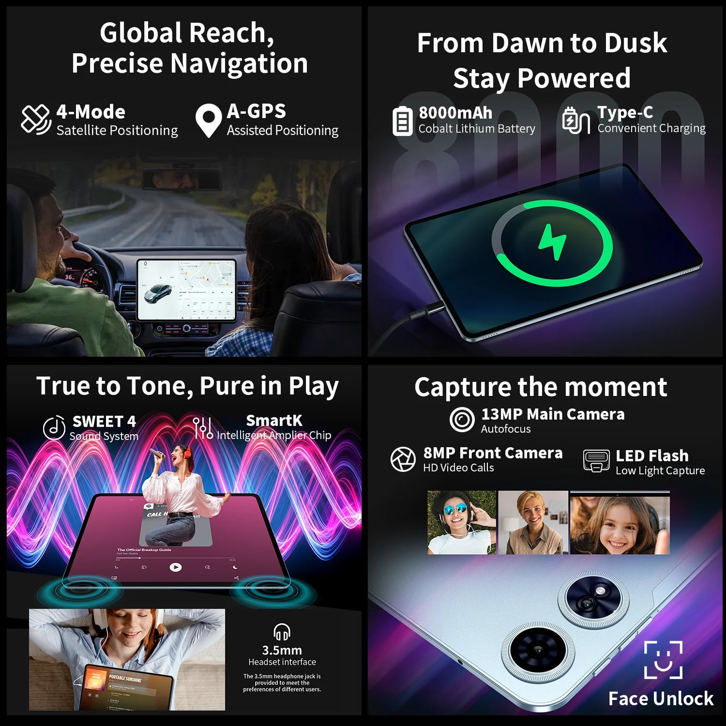 Teclast T60 Plus 12" Tablet 90Hz 2K Display Android 14 Max 16GB RAM 128GB ROM MTK G88 Octa-Core 8000mAh Widevine L1 4G LTE GPS