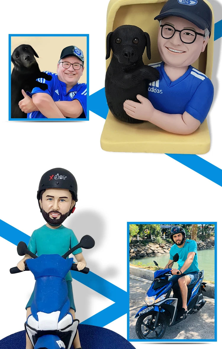 Custom Handmade Bobblehead Figurines, Personalized Clay Dolls figuras Statue Sculpture from photo,Christmas Gift for Husband