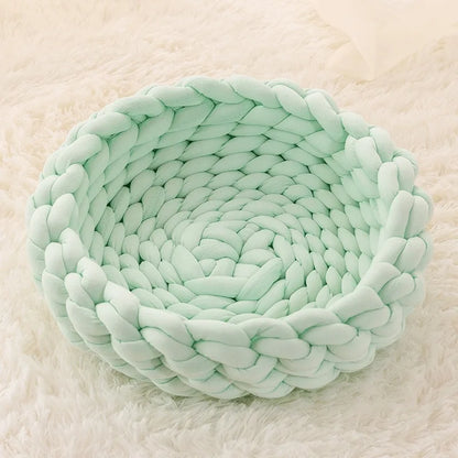 Weave Pet Nest Thick Line Dog Kennel Diameter 30-60cm Warm Detachable Washable Round Cat Bed Four Seasons Available Pet Supplies