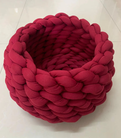 Weave Pet Nest Thick Line Dog Kennel Diameter 30-60cm Warm Detachable Washable Round Cat Bed Four Seasons Available Pet Supplies