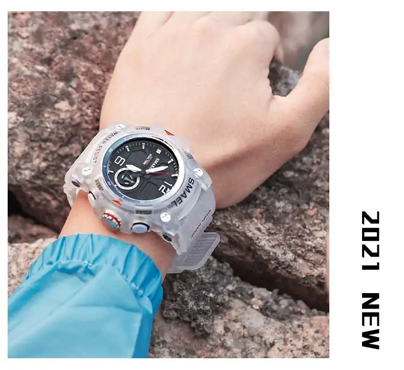 SMAEL 8007 Military Sport Watch – LED Digital Dual Time, Waterproof Men's Wristwatch