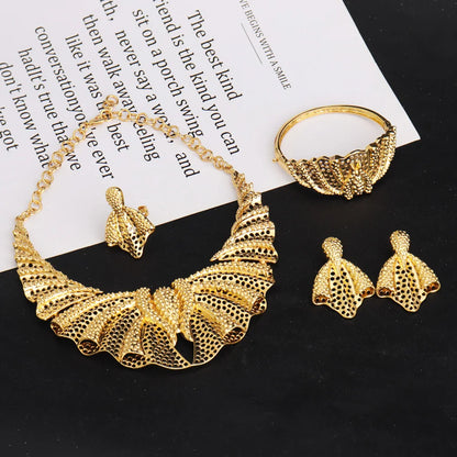 France Luxury Gold Color Jewelry Set For Women Dubai Bridal 4PCS Set Party Gifts Wedding Party Gifts
