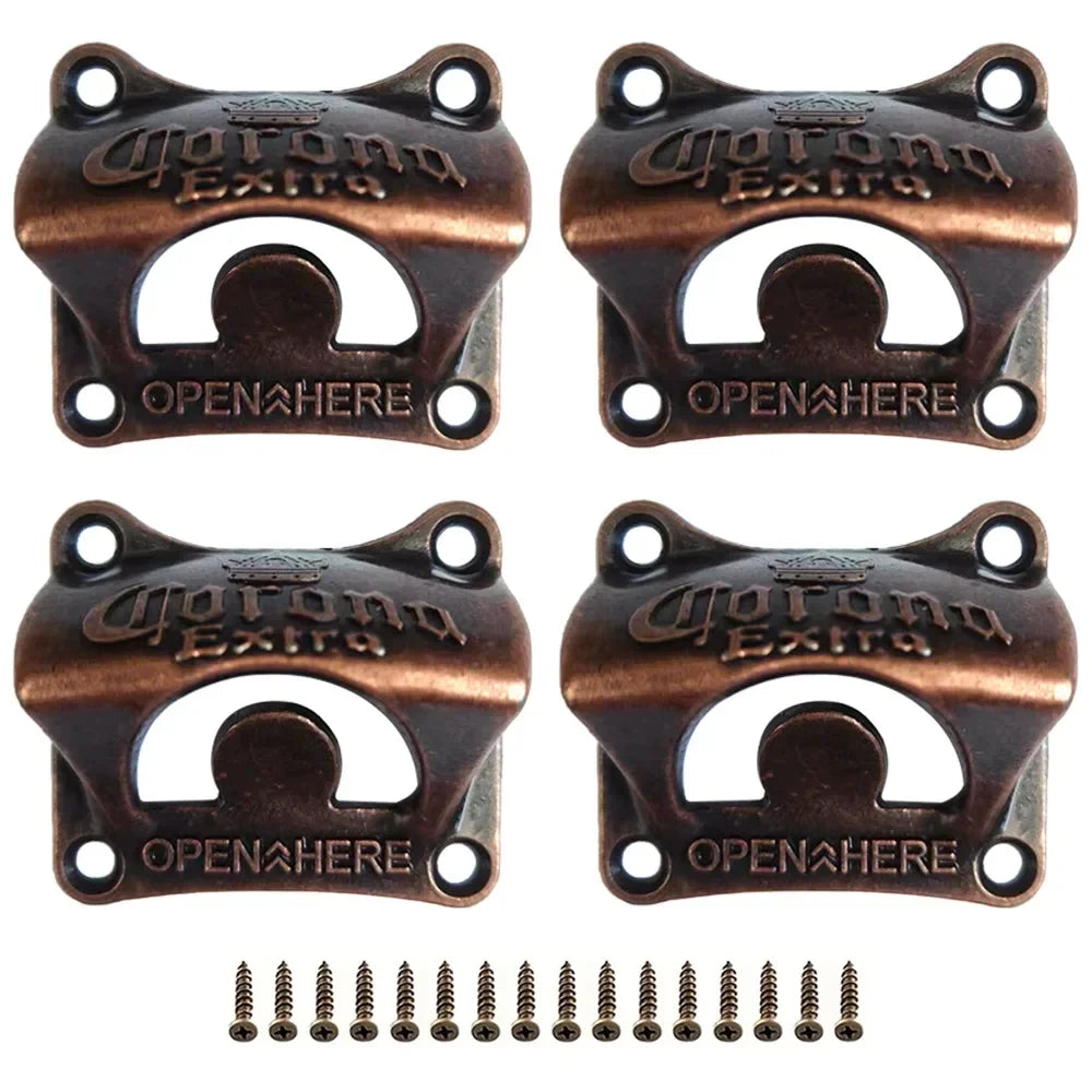 1/2/4/8pcs Bottle Opener Wall Mounted Retro BBQ DIY Solid Beer Opener Tools Bar Decorative Beer Opener Kitchen Gadgets