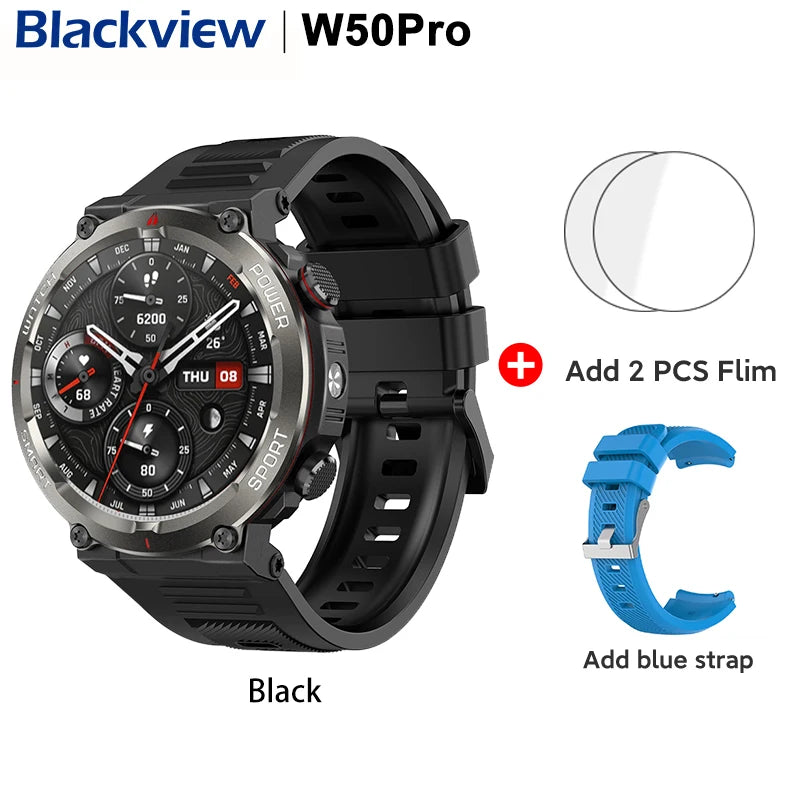 [World Premiere] Blackview W50 Pro Smartwatch 1.45" HD Display Flashlight Bluetooth Phone Call 960mAh Rugged Smartwatch