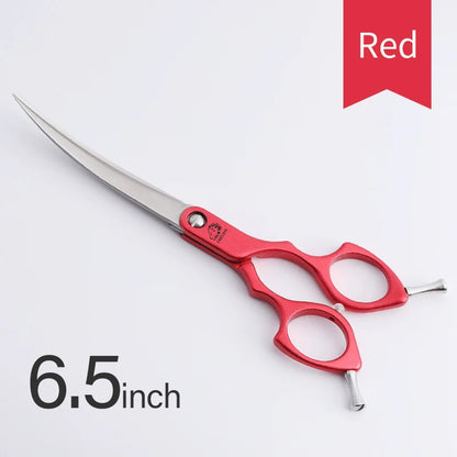 FIRELION Professional 440C 6.0/6.5 Inch Colorful Dog Grooming Scissors Pet Curved Scissors for Cutting Dogs Hair