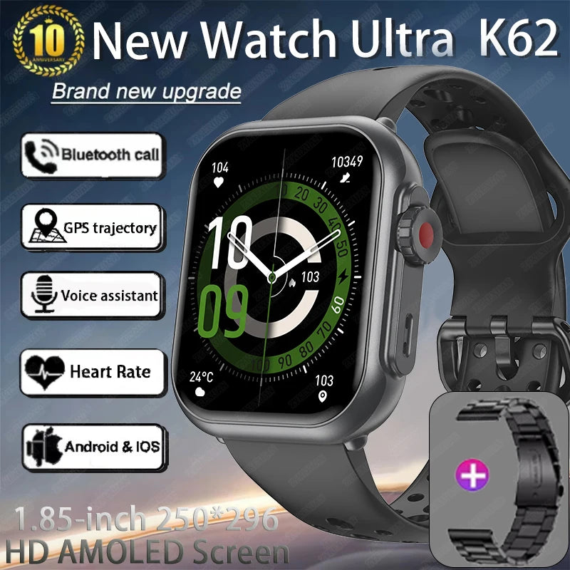 For Apple Watch Ultra 2 1000 mAh Smart Watch Men Women 1.85-inch HD Full Touch Screen IP68 Waterproof Bluetooth Call Smartwatch