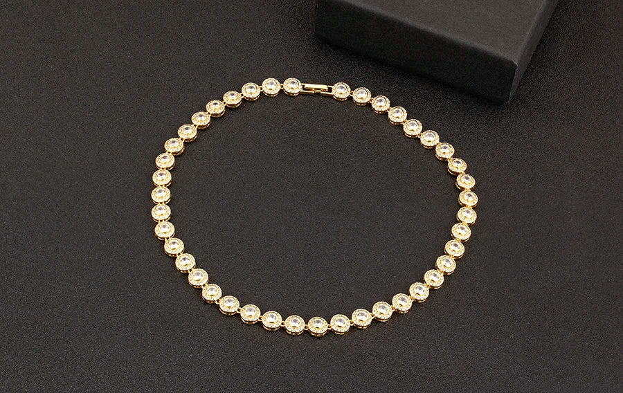 Nidin New Arrival Romantic Heart/Round Shape Shiny Crystal Zircon Chain Necklace For Women Female Valentine's Day Jewelry Gifts