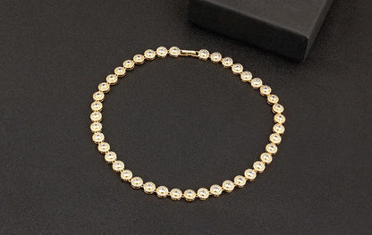 Nidin New Arrival Romantic Heart/Round Shape Shiny Crystal Zircon Chain Necklace For Women Female Valentine's Day Jewelry Gifts