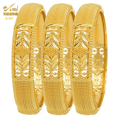Luxury Dubai 24K Gold Color Bangles For Women Indian African Bracelets Charm Wedding Ethiopian Arabic Hand Jewelry Party Gifts