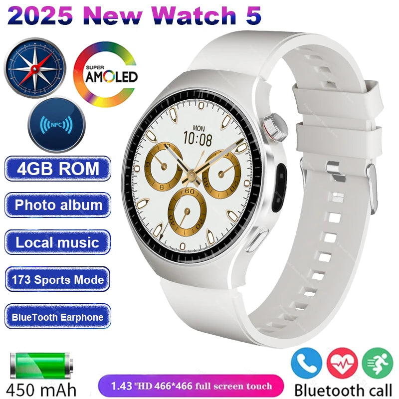 Original For Huawei Watch 5 Smartwatch 2025 Sensor Window AMOLED 4G ROM NFC Compass Clock Bluetooth Call Smart Watch Men Women