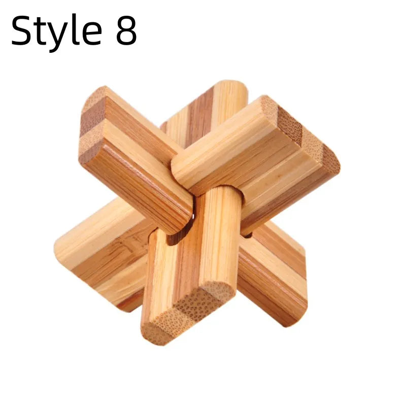 Wooden Kong Ming Lu Ban Lock – 3D IQ Brain Teaser Montessori Puzzle Toy for Kids & Adults