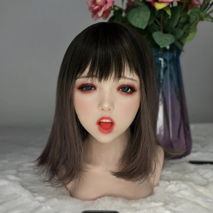 TPE doll single head,TPE material, art cosmetics, male adult toys, simulating female big head, real face, special mouth channel,